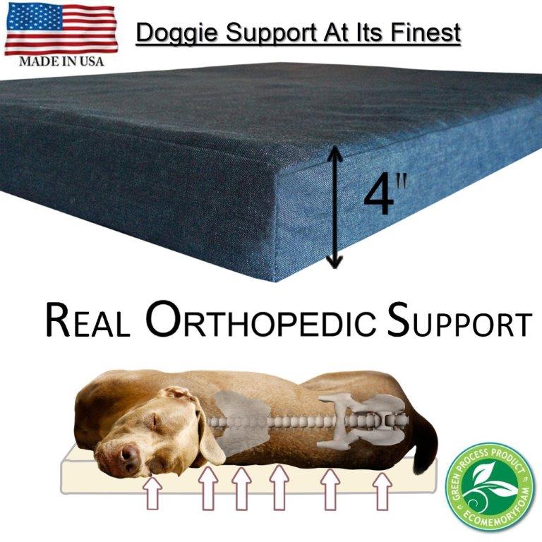 Premium Dog Beds - GEL Orthopedic Memory Foam - 100% Made in USA - Luxury Washable Pet Bed